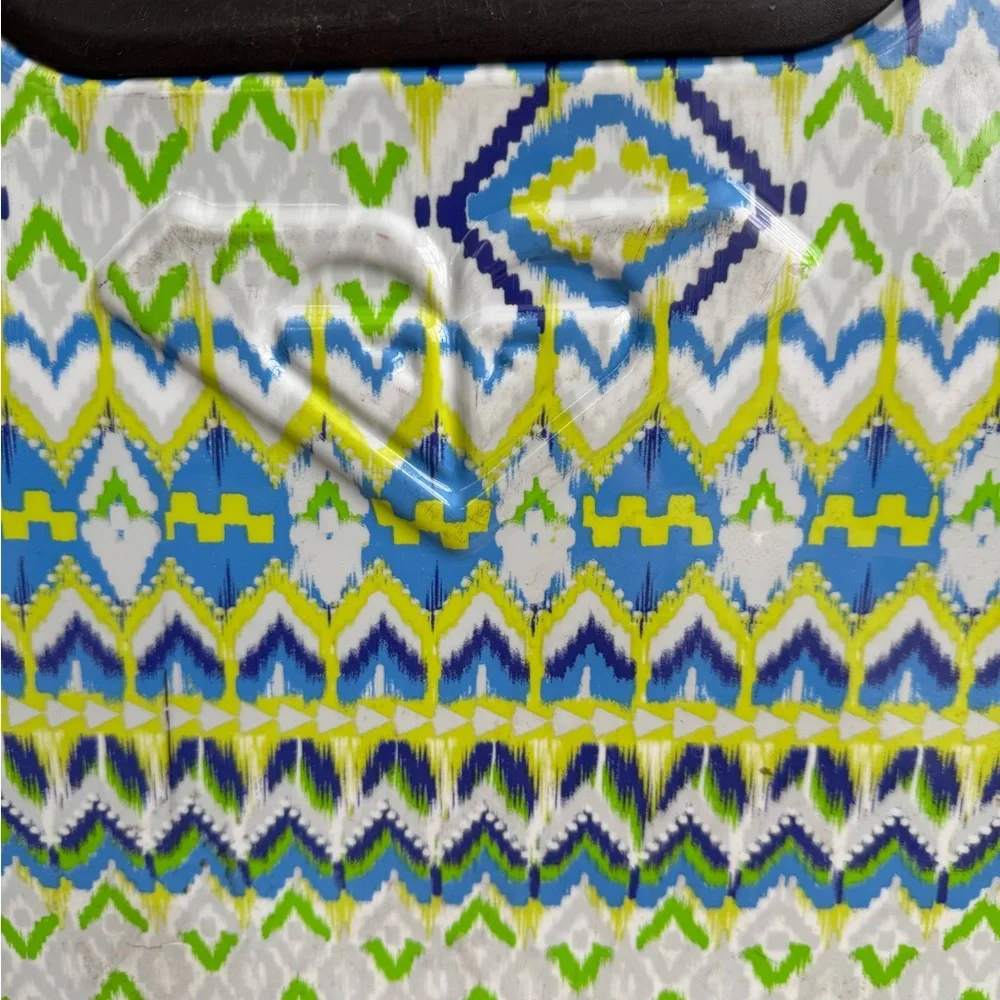 Roxy Geometric Blue and Green Suitcase Carry On Hardsided expandable Y2K Clean